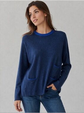 Classic Navy Mer Sea Women's Crew Neck Sweater.